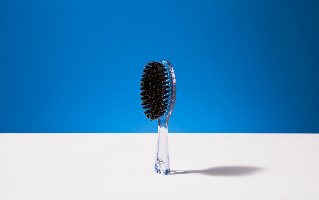 Travel hair brush, Transparent, Natural Bristles